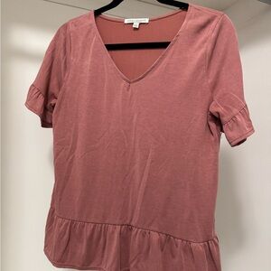 Green Envelope Dusty Rose Short Sleeve Top